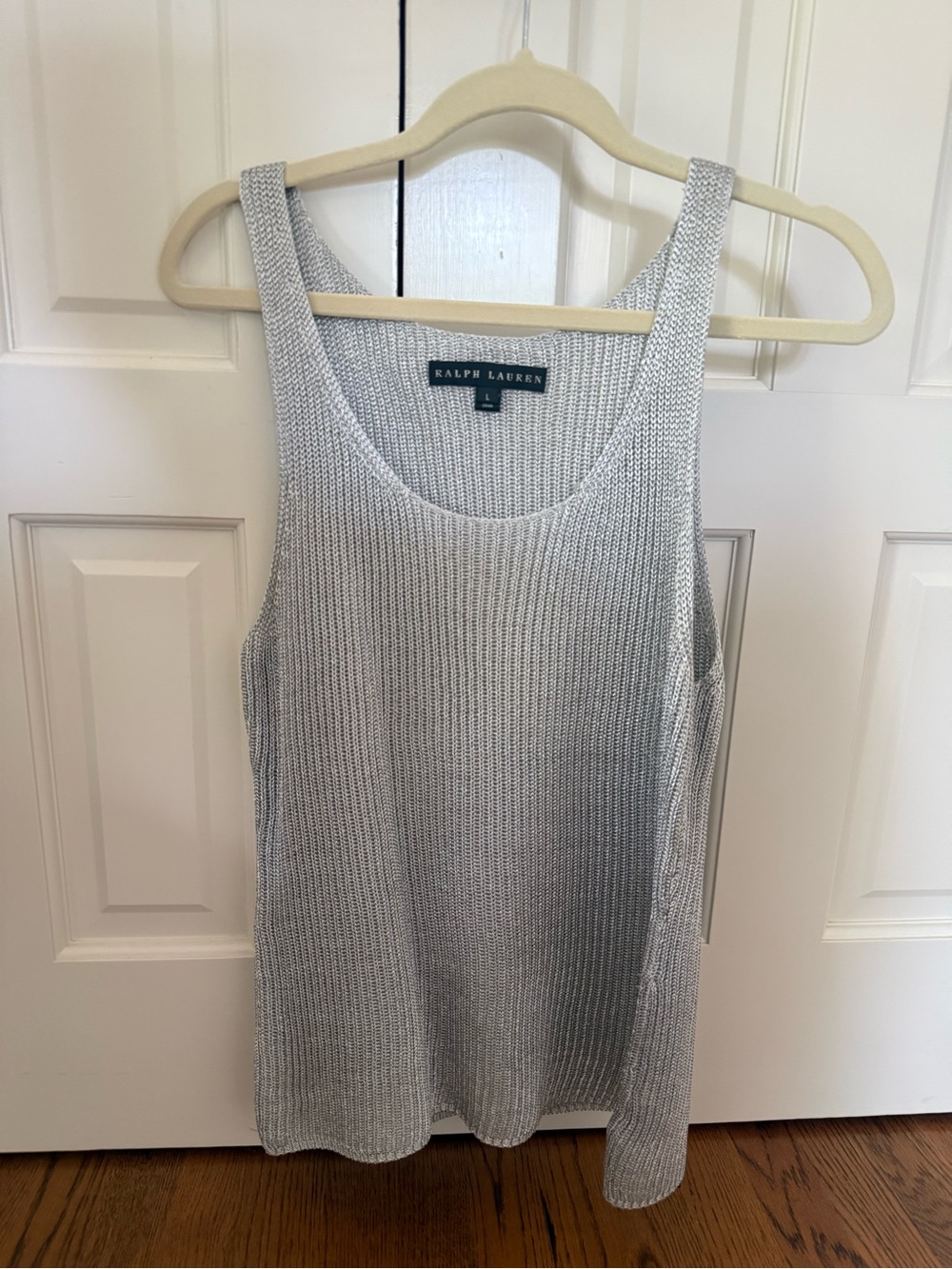Ralph Lauren Black Label Silver Scoop Neck Knit Tank